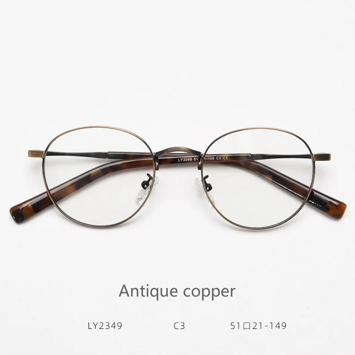 KatKani Unisex Full Rim Round Alloy Eyeglasses 2349 Full Rim KatKani Eyeglasses Antique copper  