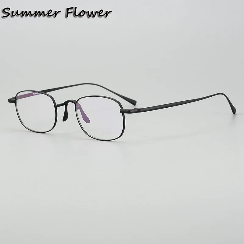 Summer Flower Women's Full Rim Oval Square Titanium Eyeglasses 842165 Full Rim Summer Flower Black