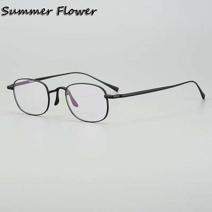 Summer Flower Women's Full Rim Oval Square Titanium Eyeglasses 842165 Full Rim Summer Flower Black