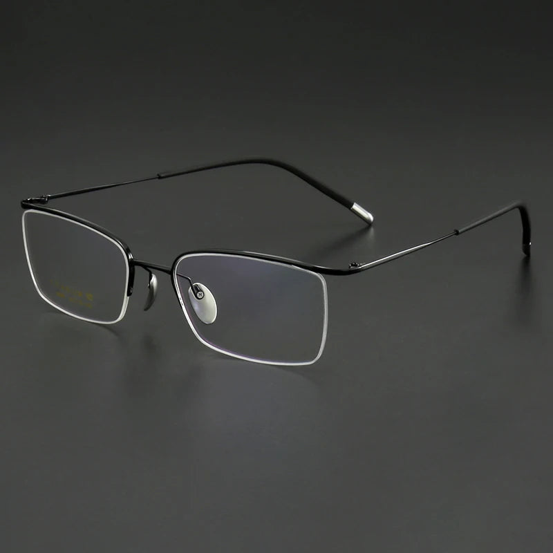 Muzz Women's Semi Rim Square Brow Line Titanium Eyeglasses 82988