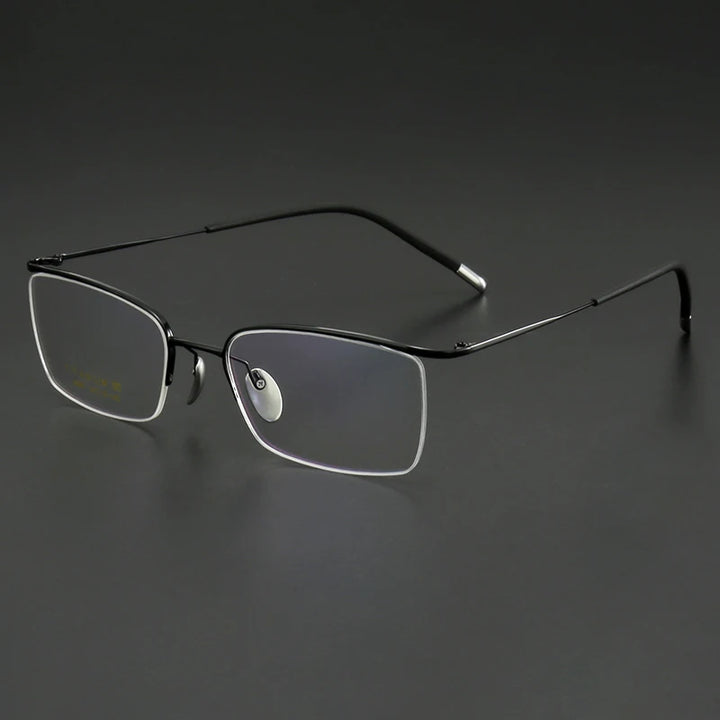 Muzz Women's Semi Rim Square Brow Line Titanium Eyeglasses 82988