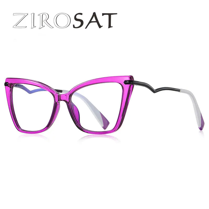 Zirosat Women's Full Rim Square Cat Eye Tr 90 Alloy Eyeglasses 21062