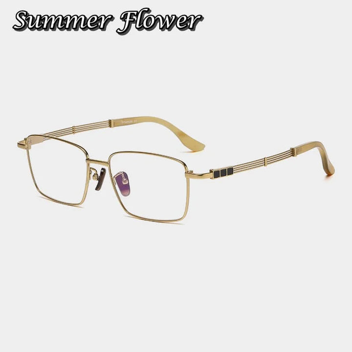 Summer Flower Men's Full Rim Big Square Titanium Eyeglasses 612150
