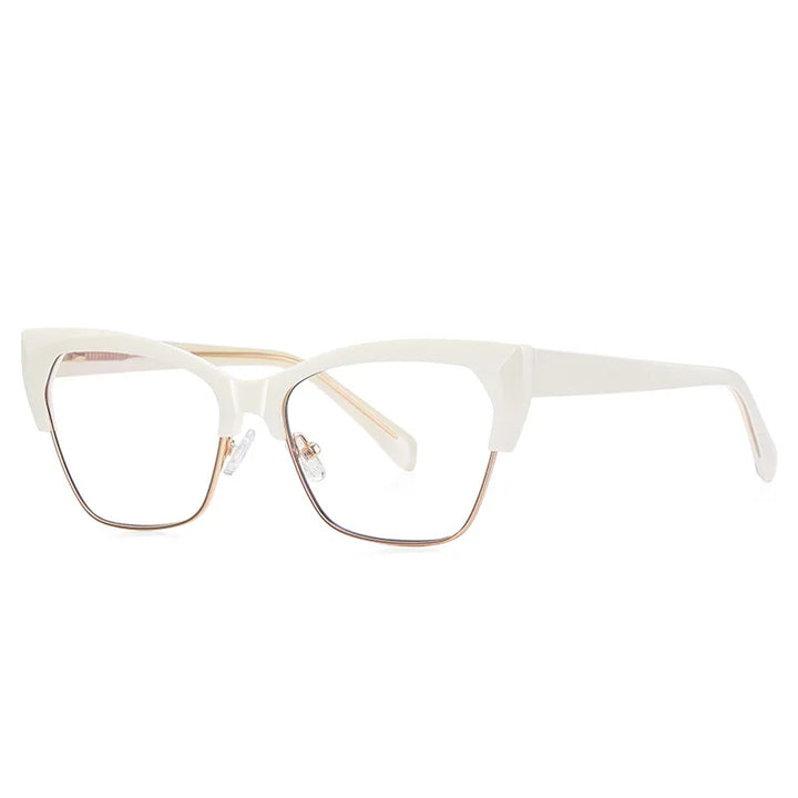 CCspace Unisex Full Rim Square Cat Eye Tr 90 Titanium Eyeglasses 57454 Full Rim CCSpace White  