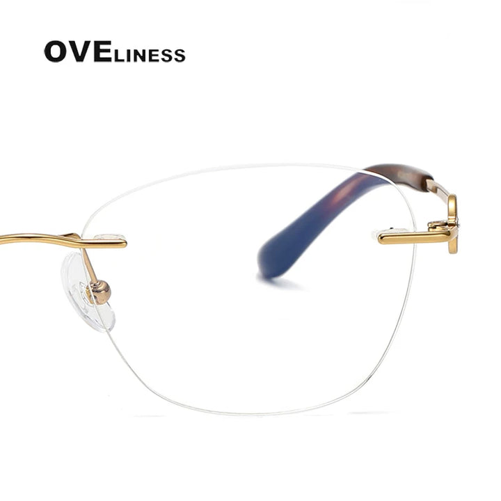 Oveliness Women's Rimless Oval Cat Eye Titanium Eyeglasses 196009 Rimless Oveliness   