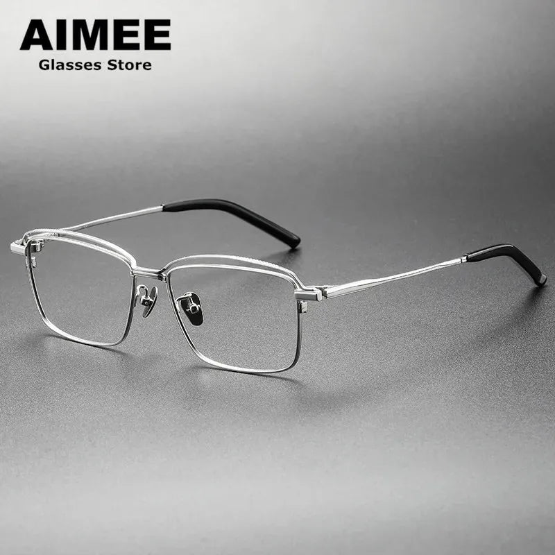 Aimee Unisex Full Rim Square Titanium Eyeglasses 19950 Full Rim Aimee Silver  