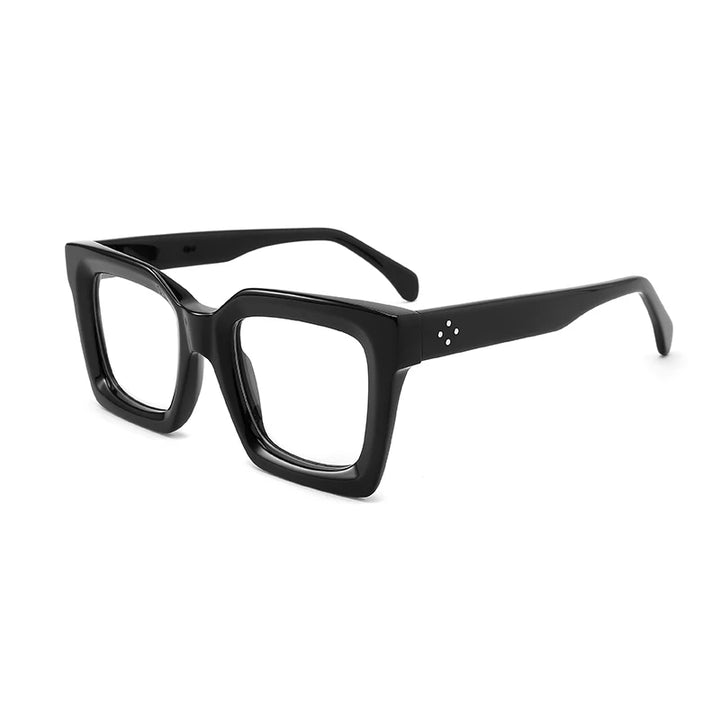 Gatenac Unisex Full Rim Square Thick Acetate Eyeglasses Gxyj156 Full Rim Gatenac Black