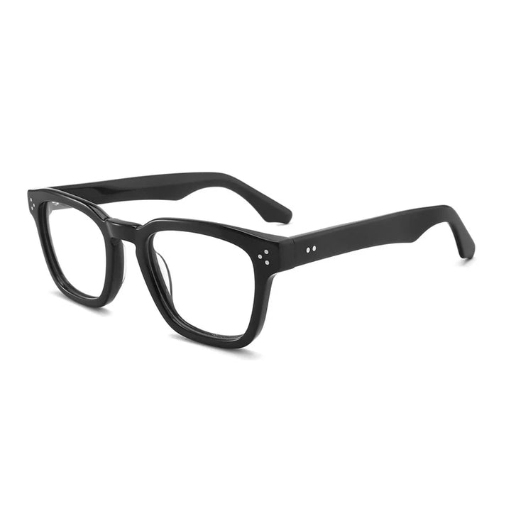 Gatenac Men's Full Rim Square Acetate Thick Temple Eyeglasses Gxyj1500 Full Rim Gatenac Black  