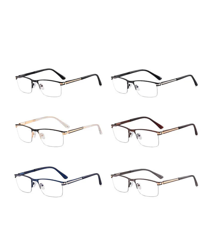 CCspace Semi Rim Square Alloy Spring Hinge Eyeglasses 300842 Semi Rim CCSpace   