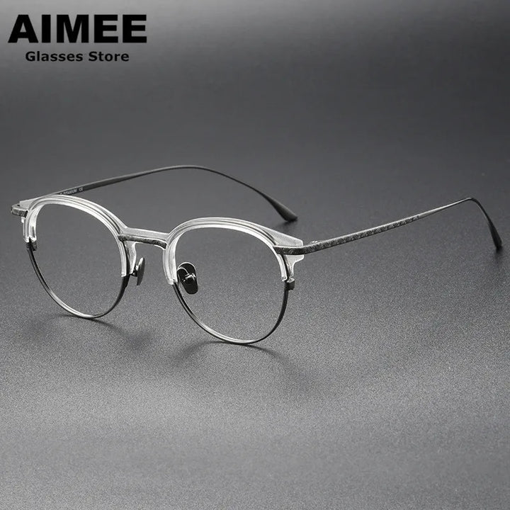 Aimee Unisex Full Rim Round Oval Titanium Acetate Eyeglasses 12516