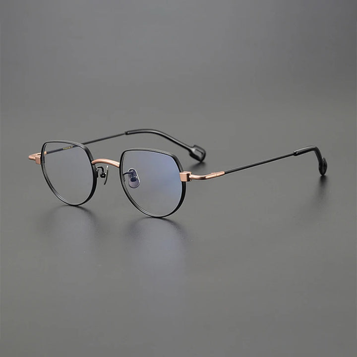 Nobler Unisex Full Rim Flat Top Round Titanium Eyeglasses V005 Full Rim Nobler C5  