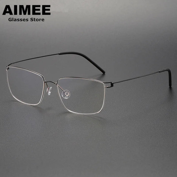 Aimee Unisex Full Rim Square Screwless Titanium Eyeglasses 1751 Full Rim Aimee Black-Golden  