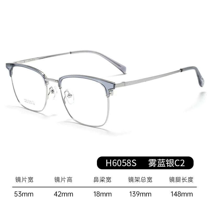 Bclear Unisex Full Rim Square Brow Line Titanium Eyeglasses 16058