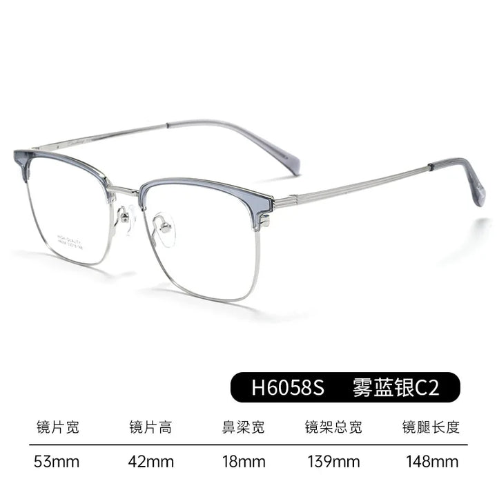 Bclear Unisex Full Rim Square Brow Line Titanium Eyeglasses 16058