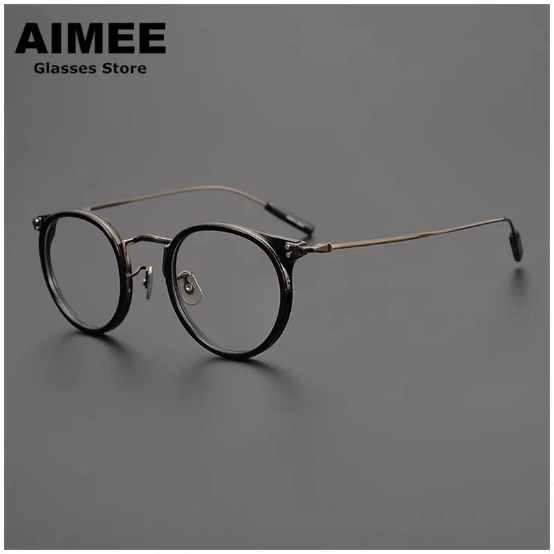 Aimee Unisex Full Rim Round Titanium Acetate Eyeglasses 1557 Full Rim Aimee   