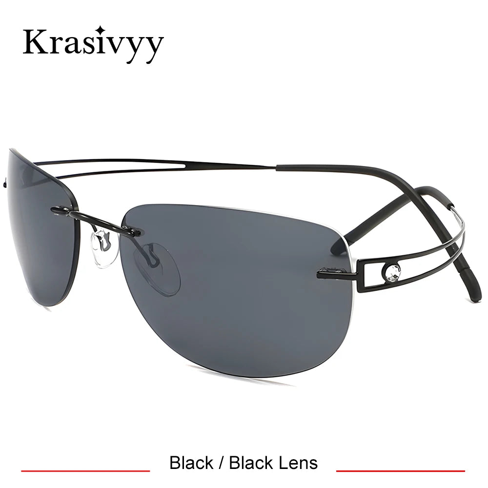 Krasivyy Women's Rimless Oval Screwless Titanium Sunglasses 426801