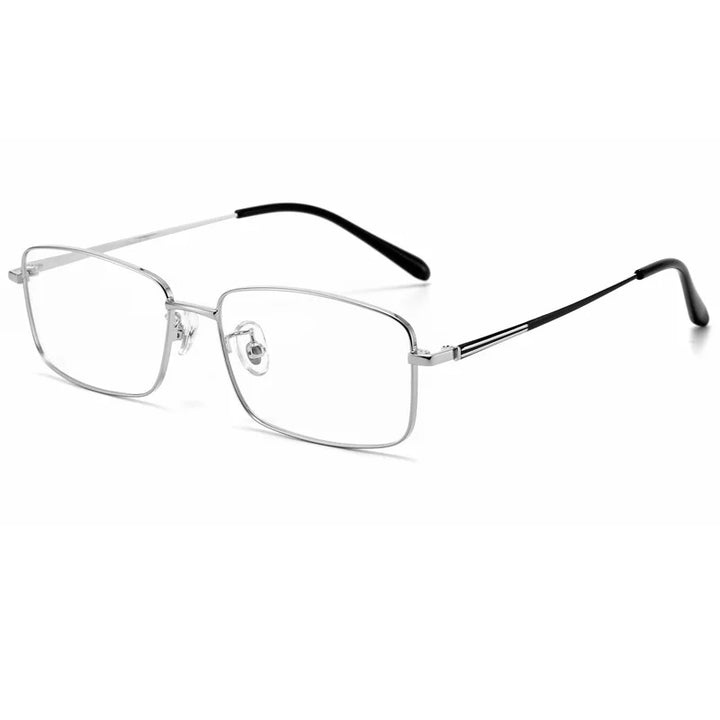 Reven Jate Unisex Full Rim Square Alloy Eyeglasses 99108 Full Rim Reven Jate Silver  