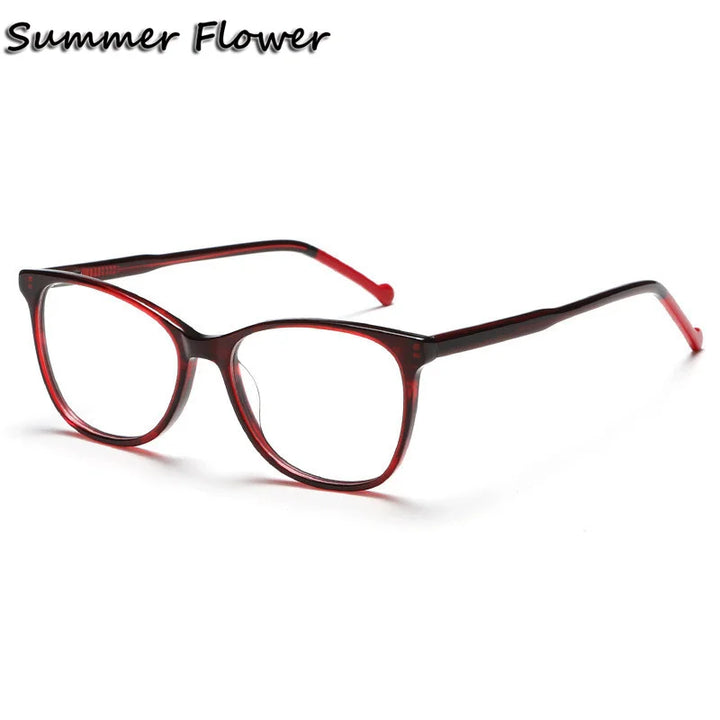 Summer Flower Women's Full Rim Square Cat Eye Acetate Eyeglasses 81002