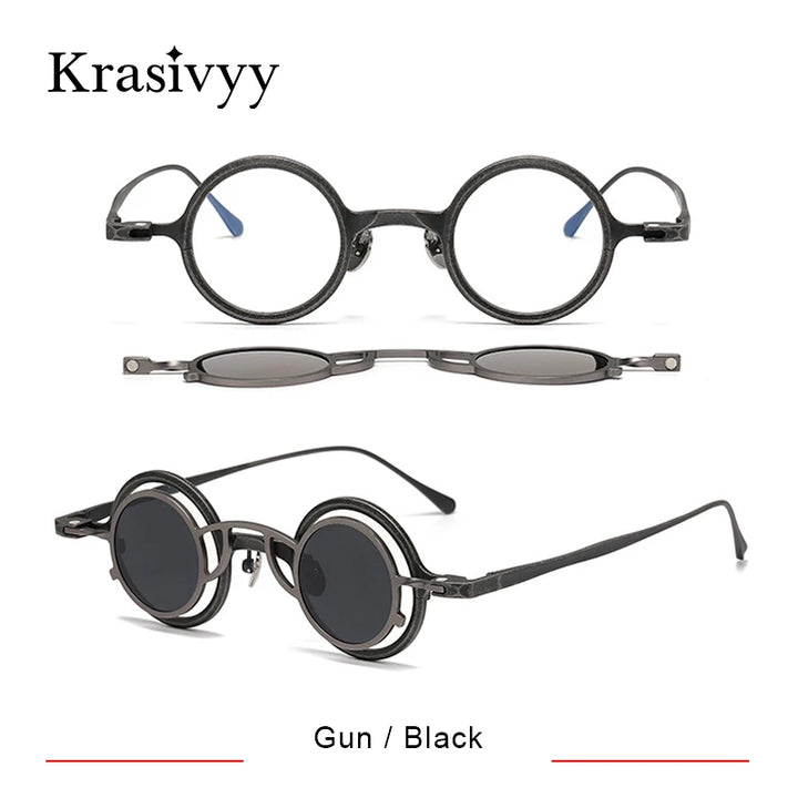 Krasivyy Unisex Round Titanium Prescription Eyeglasses with Clip-On ARLT5976 - view 10