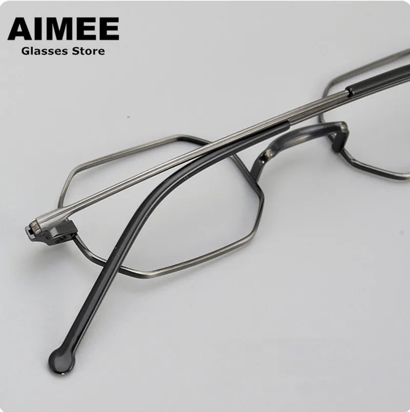 Aimee Unisex Full Rim Small Square Polygon Titanium Eyeglasses 88039 Full Rim Aimee   