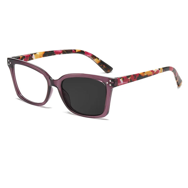 Kocolior Women's Full Rim Square Pc Tr 90 Alloy Photochromic Reading Glasses 525002