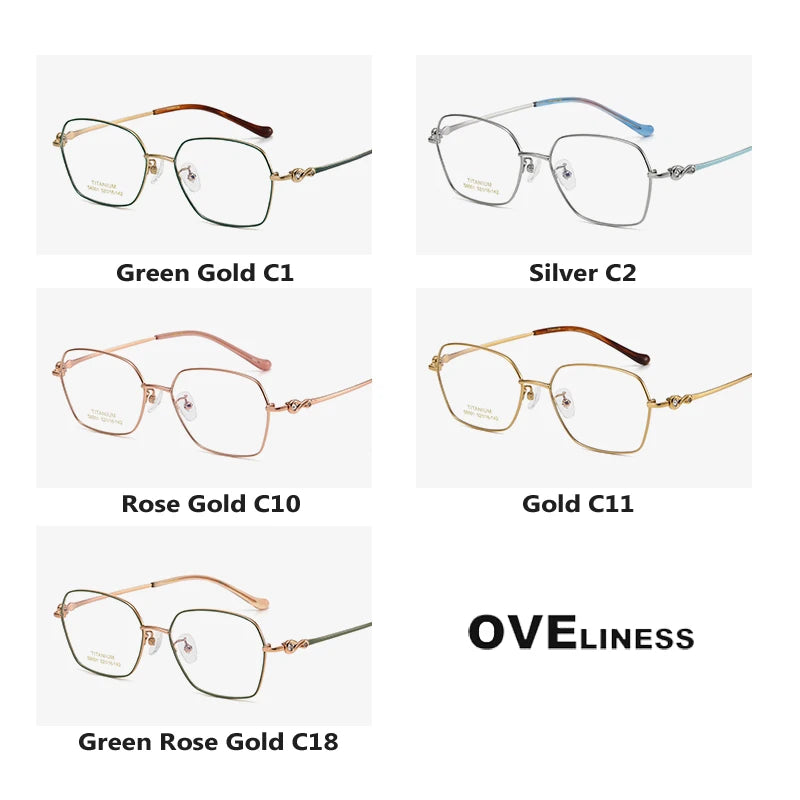 Oveliness Women's Full Rim Polygon Square Titanium Eyeglasses 196001 Full Rim Oveliness   