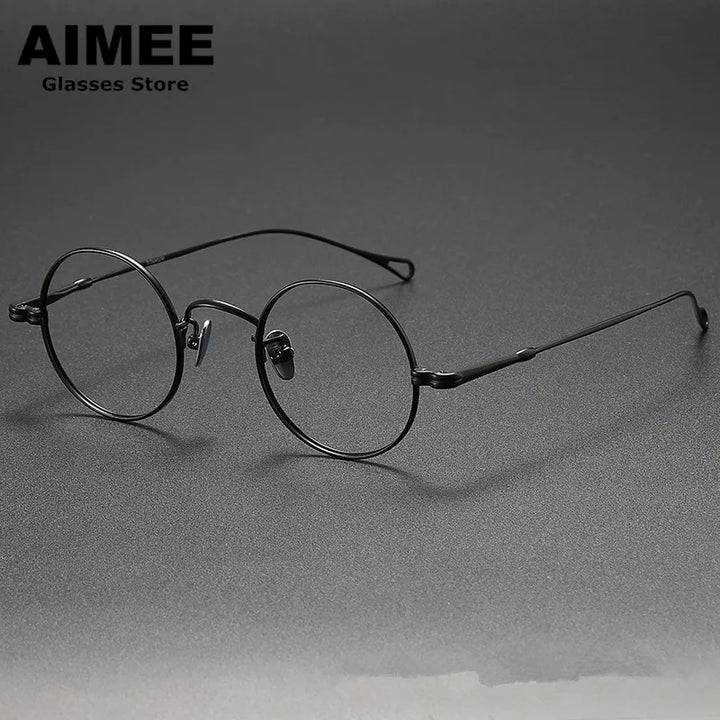 Aimee Unisex Full Rim Round Titanium Eyeglasses 5005 Full Rim Aimee Black  