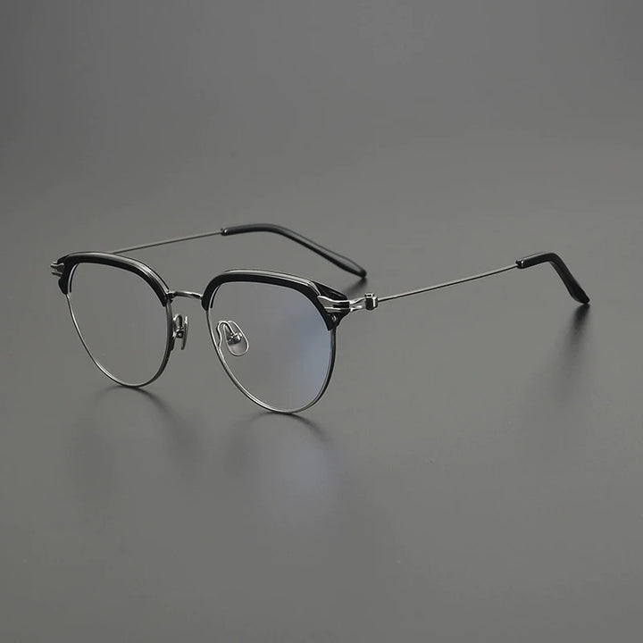 Gatenac Unisex Full Rim Square Acetate Titanium Eyeglasses G2410