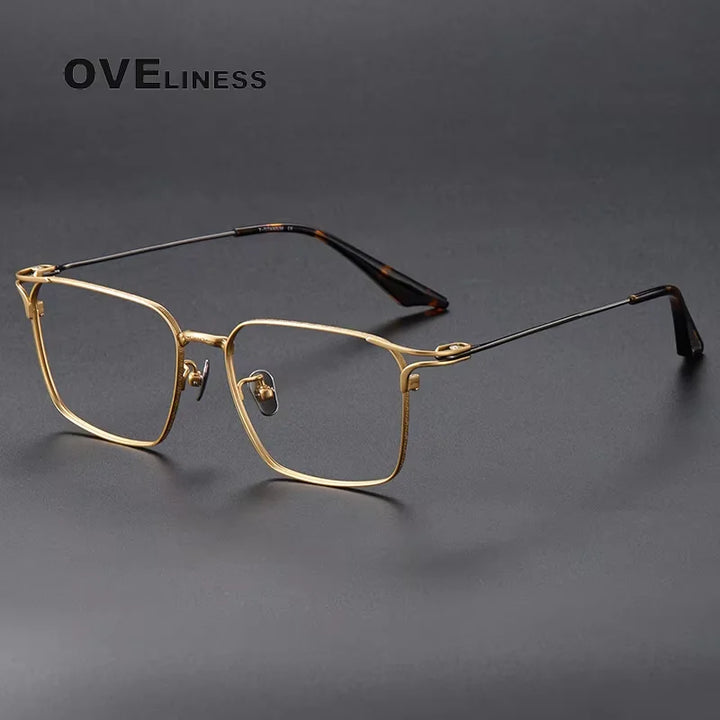 Oveliness Unisex Full Rim Square Titanium Eyeglasses 81001 Full Rim Oveliness gold  