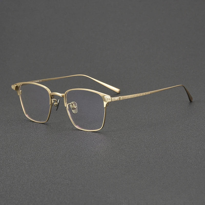 Black Mask Women's Full Rim Square Titanium Eyeglasses 42406 Full Rim Black Mask Gold  