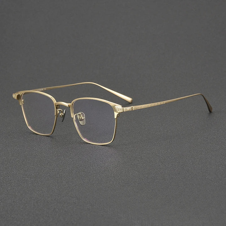 Black Mask Women's Full Rim Square Titanium Eyeglasses 42406 Full Rim Black Mask Gold  