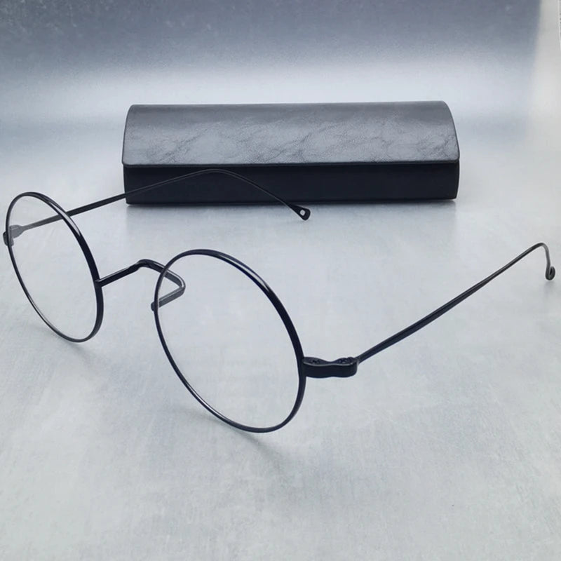 Black Mask Women's Full Rim Round Titanium Eyeglasses 285666