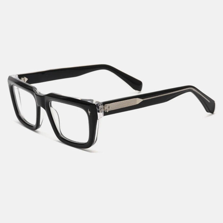 Gatenac Unisex Full Rim Thick Square Acetate Eyeglasses Gxyj1200 Full Rim Gatenac Black Transparent  