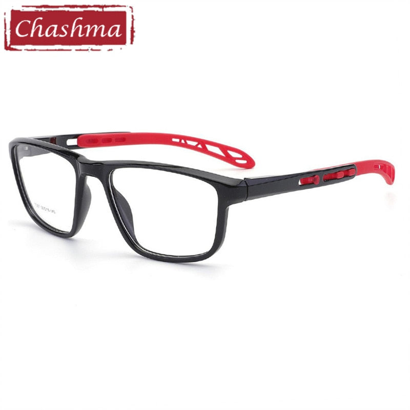Chashma Men's Full Rim Square Tr 90 Sport Eyeglasses 7287 Full Rim Chashma Black Red  