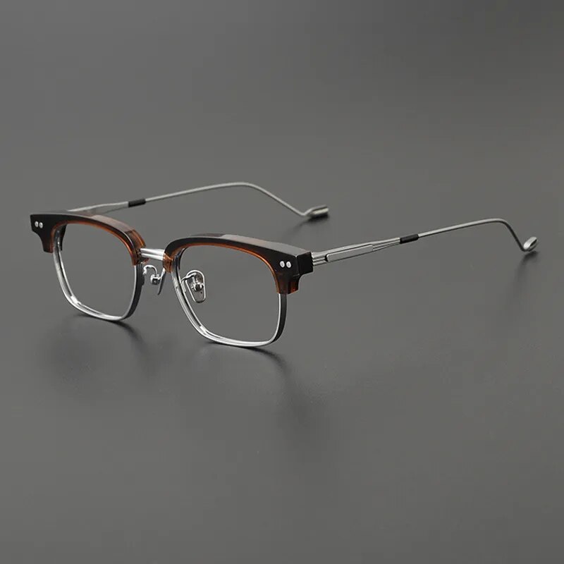 Gatenac Unisex Full Rim Square Titanium Acetate Eyeglasses Gxyj1129 Full Rim Gatenac   
