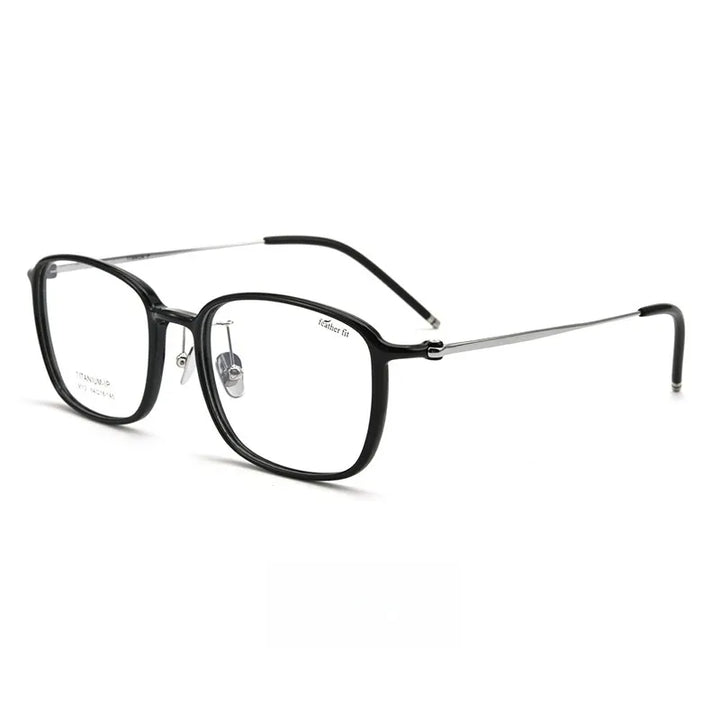 Yimaruili Unisex Full Rim Square Tr 90 Titanium Eyeglasses L9112 Full Rim Yimaruili Eyeglasses Black  