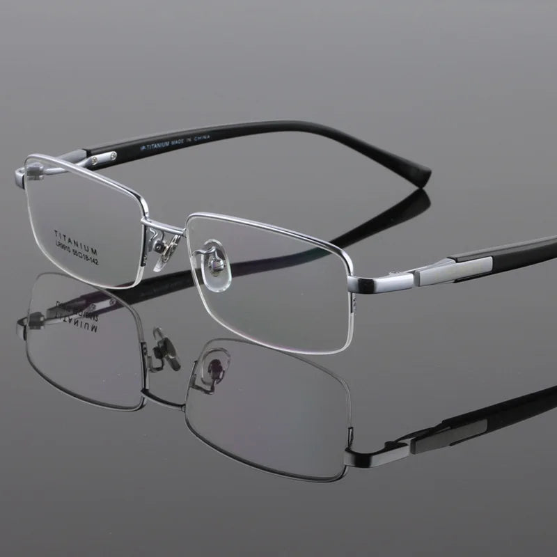 Zirosat Unisex Semi Rim Square Titanium Eyeglasses 59910