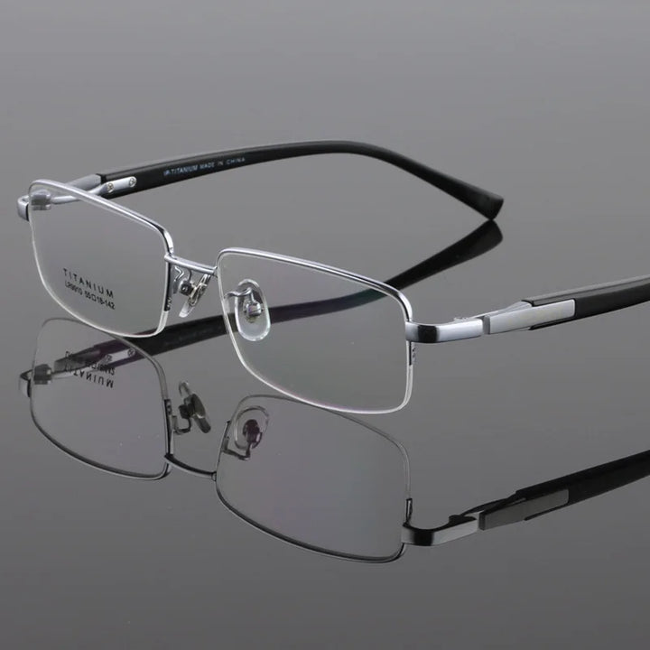 Zirosat Unisex Semi Rim Square Titanium Eyeglasses 59910