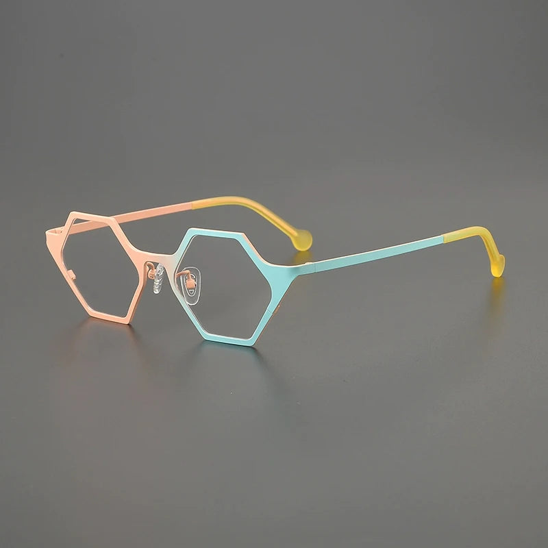 Gatenac Women's Full Rim Polygon Acetate Titanium Eyeglasses G85881