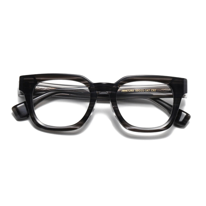 Aror Men's Full Rim Square Brow Line Thick Acetate Eyeglasses 94721 Full Rim Aror Gray Black