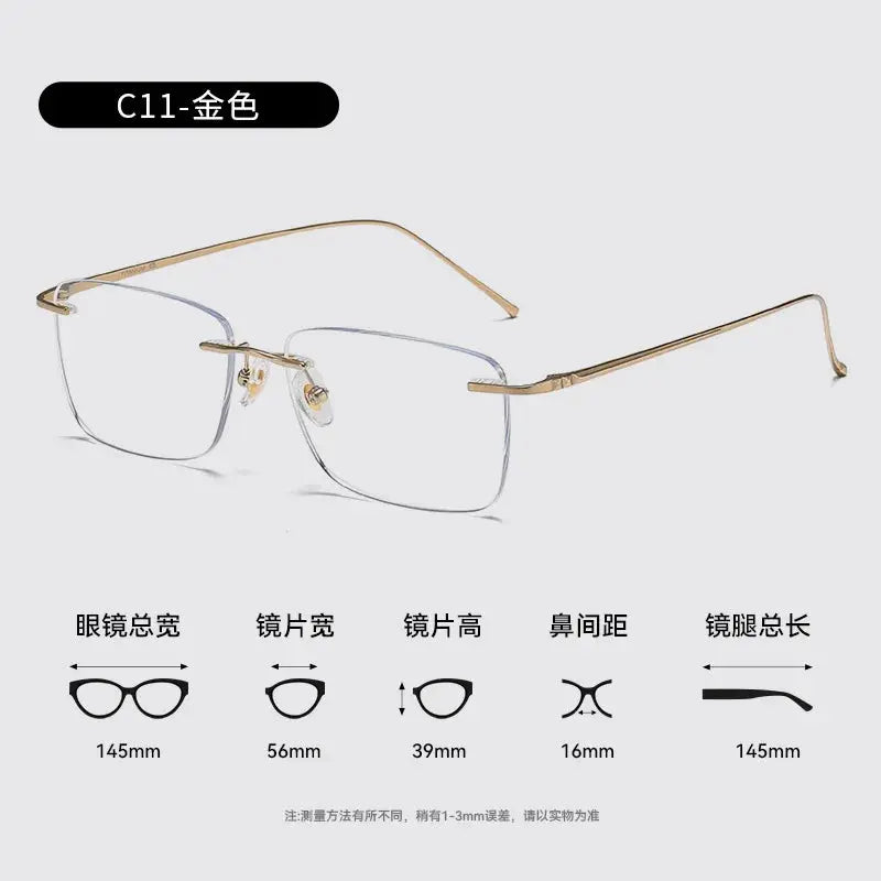 Bclear Unisex Rimless Polygon Square Titanium Eyeglasses 694547.