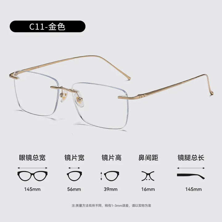 Bclear Unisex Rimless Polygon Square Titanium Eyeglasses 694547