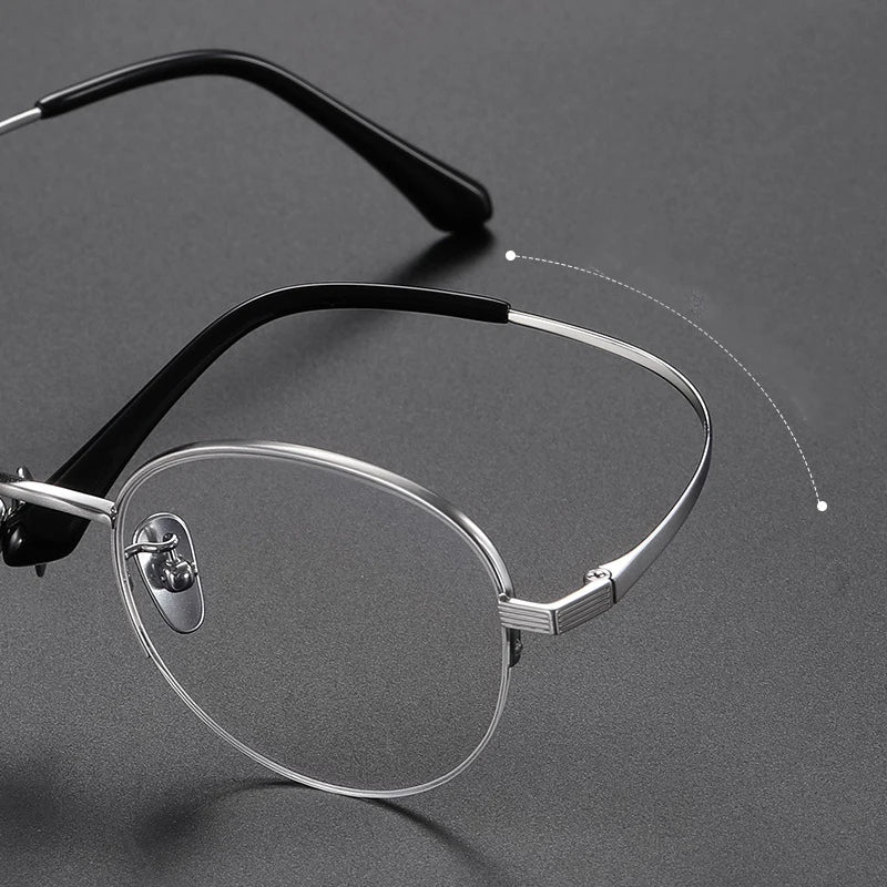 Bclear Unisex Semi Rim Round Titanium Eyeglasses 86682 Semi Rim Bclear   