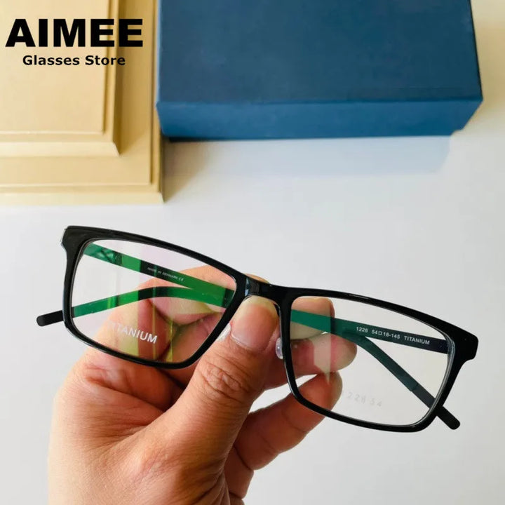 Aimee Unisex Full Rim Square Titanium Acetate Eyeglasses 1228 Full Rim Aimee Black  