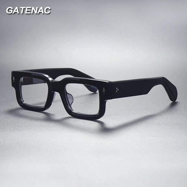 Gatenac Unisex Full Rim Square Thick Acetate Eyeglasses 71507  FuzWeb    