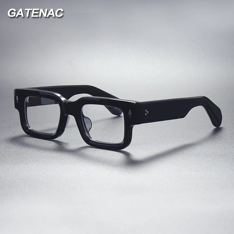 Gatenac Unisex Full Rim Square Thick Acetate Eyeglasses 71507 Full Rim Gatenac   