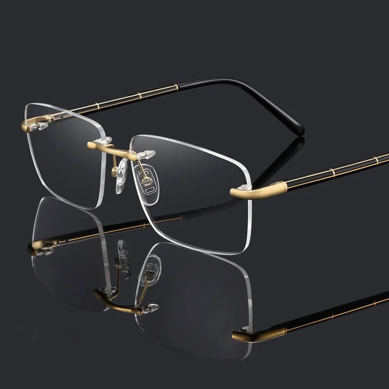Hdcrafter Men's Rimless Square Titanium Eyeglasses 16068 Rimless Hdcrafter Eyeglasses   