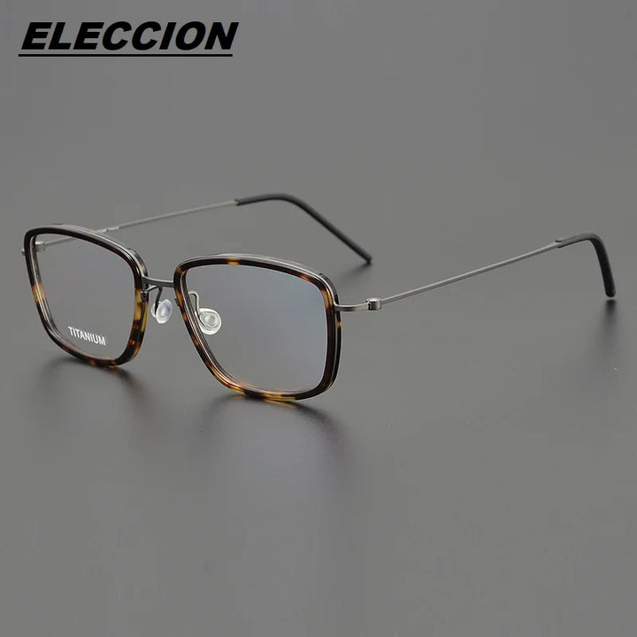 Eleccion Unisex Full Rim Square Acetate Titanium Eyeglasses 5803