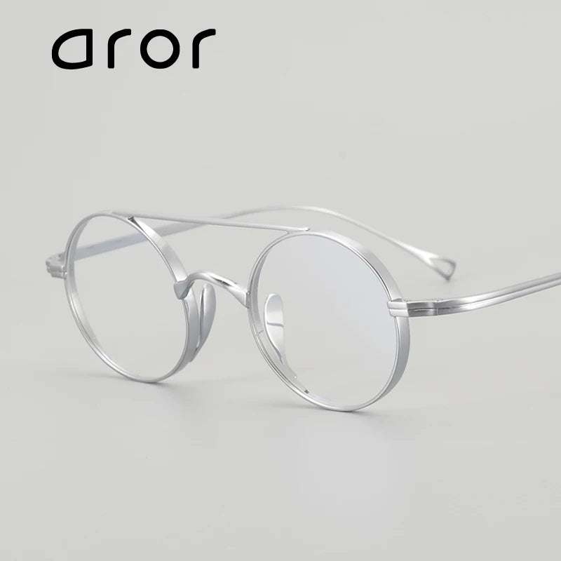 Aror Women's Full Rim Round Double Bridge Titanium Eyeglasses 9500 Full Rim Aror