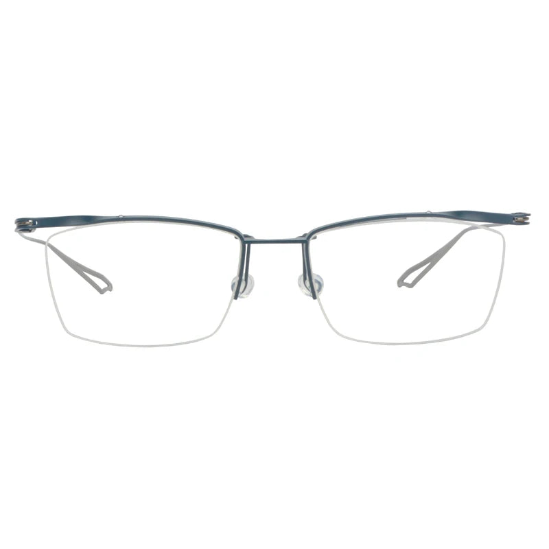 Aimee Unisex Semi Rim Square Titanium Eyeglasses 14855 Semi Rim Aimee Blue-Gun  